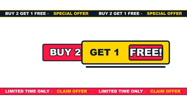 Buy two get one free special offer promotion banner on white background