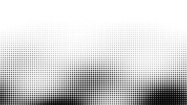 Minimalist monochrome halftone dot matrix motion background animation featuring subtle shifting black circular patterns on a clean white canvas for modern digital design projects