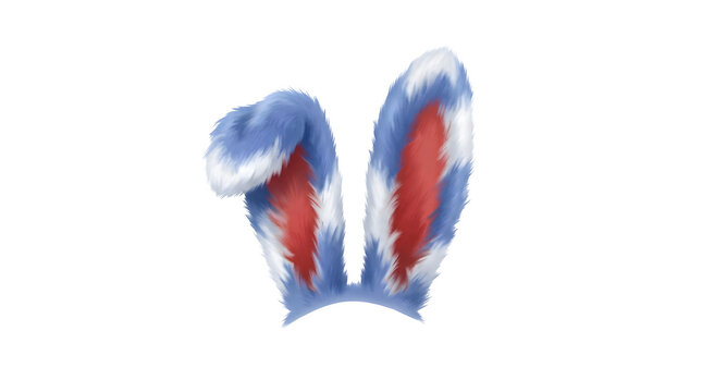 Festive bunny ears in red white and blue patriotic watercolor illustration