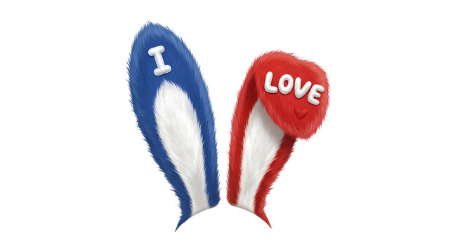 Painted hearts with the words i and love in patriotic colors