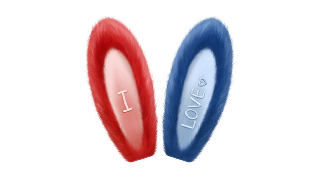 Two stylized nail shapes with the words i and love inside