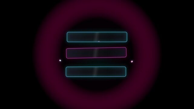 Neon Glowing Three Bar Loading Animation Loop on Black Background