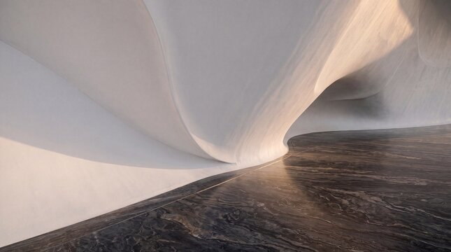 Futuristic Organic Architecture Interior with Curved White Walls