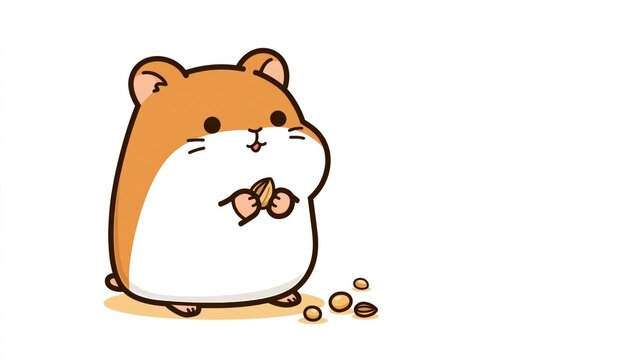Cute hamster eating nuts with growth mindset and continuous learning for happy work from home content marketing and branding