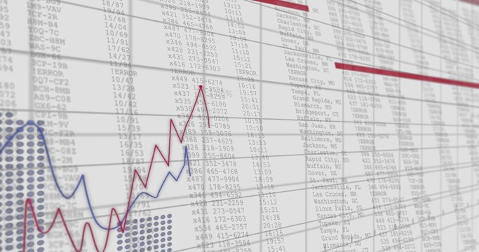 Displaying red and blue time series traces over tabular spreadsheet on digital report, with heatmap