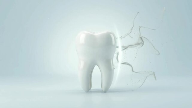 Tooth whitening time lapse, yellow molar turning sparkling white
