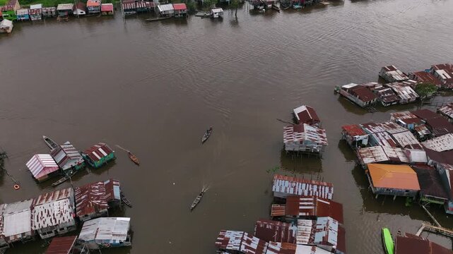 River Boats Among Stilt Houses in Bajo Belen Peru