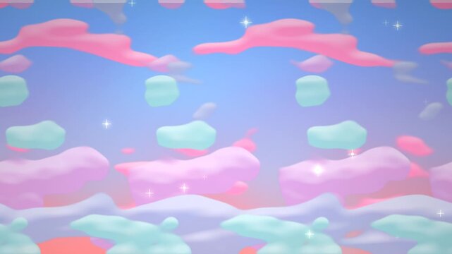 Animaci&oacute;n en bucle de cielo pastel de unicornio con nubes a la deriva