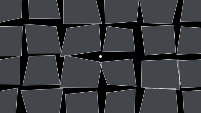 Abstract geometric motion background, with pulsing squares, and central white, dot animation