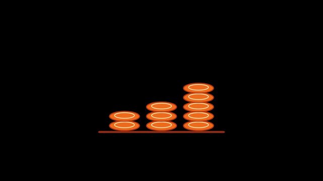 Animated flat stacking coins concept for financial growth and savings strategy finance money investment
