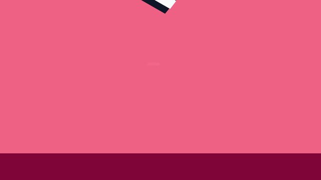 Minimalist 2D animation of a magic hat trick with appearing rabbit ears, flat motion
