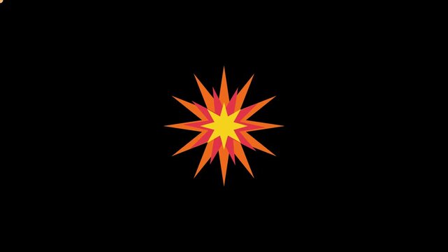 Minimalist pulsing star icon animation, geometric abstract motion on black background, pulse