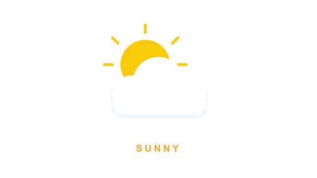 Sunny weather icon animation: minimalist flat for meteorological forecasts and apps