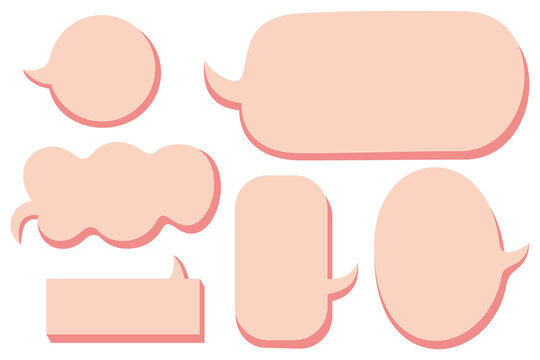Peach and coral speech bubble shapes with rounded edges. ideal for comic book layouts, social media graphics, quote cards, presentations, stickers, and messaging templates. High-res PNG