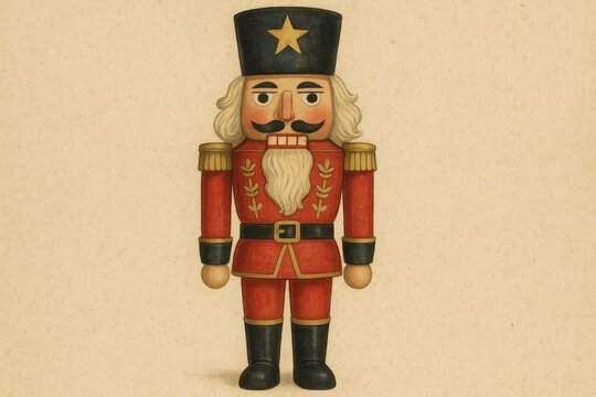Classic wooden nutcracker soldier illustration.