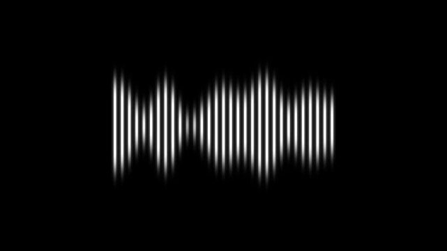 Dynamic white sound wave equalizer animation on black background, for music and, audio visualization audio spectrum