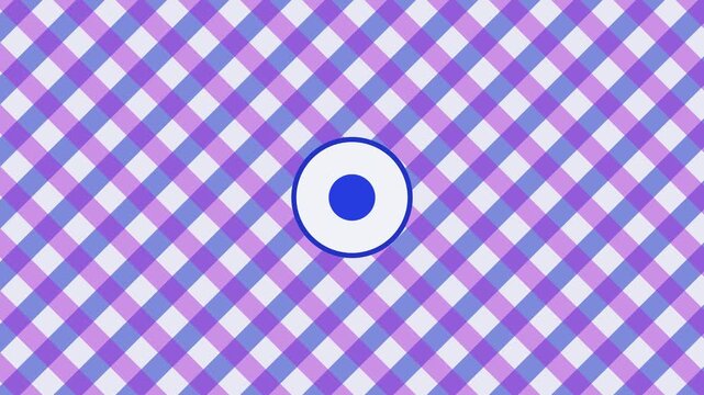 Abstract purple gingham pattern background, with pulsing central, circle motion plaid