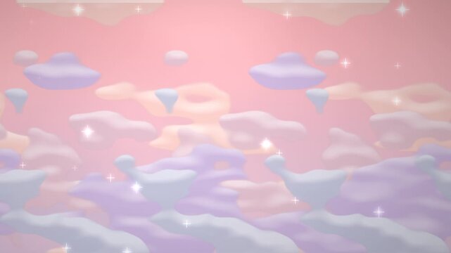 Animaci&oacute;n en bucle de cielo pastel de unicornio con nubes a la deriva