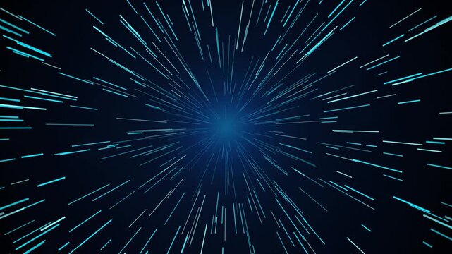 Abstract hyperspace warp speed background, with glowing blue, light streaks and, motion blur effect