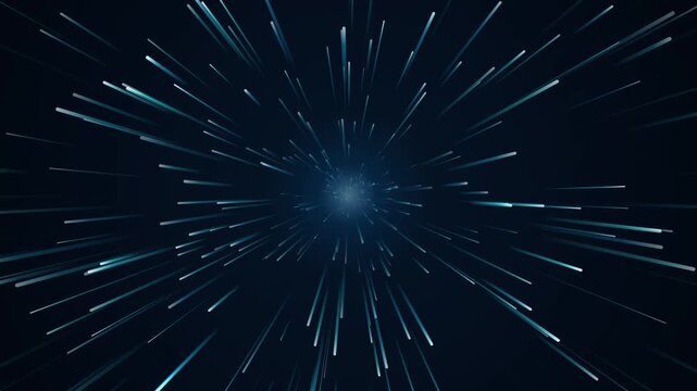 Abstract hyperspace warp speed background, with glowing blue, light streaks and, motion blur effect