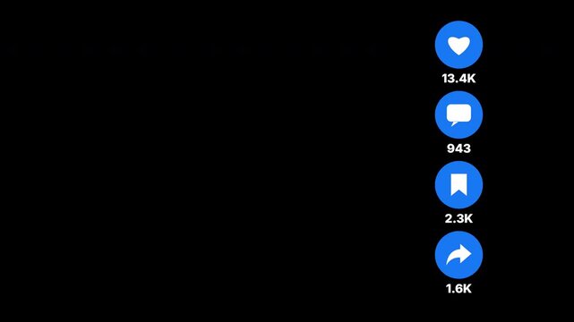 Social media engagement metrics showing likes comments saves and shares over time on a black background