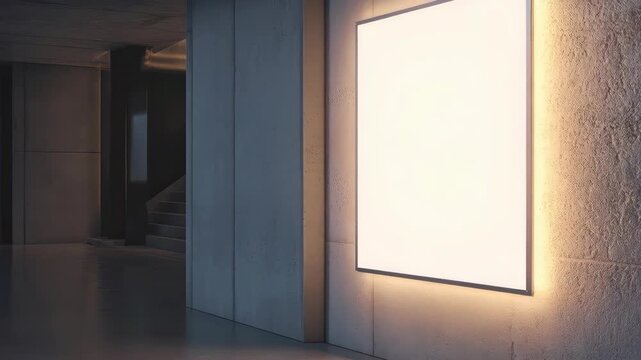 Bright panel glows against textured concrete wall