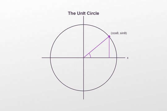Diagramme du cercle trigonom&eacute;trique illustration &eacute;ducative