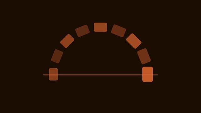 Minimalist loading animation with rotating orange blocks in semicircle arch progress indicator motion