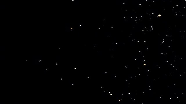 Pale Light Particles Descending in Black Background