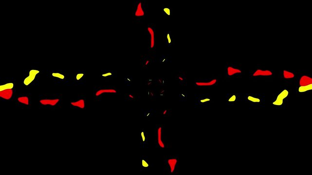 2D liquid motion explosion FX with red and yellow energy burst elements on black background. Ideal for action animations and dynamic video overlays.
