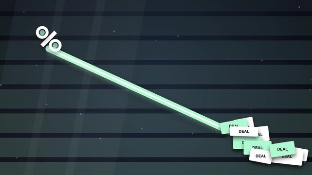 Financial Decline Graph with Percentage Symbol and Falling Data Blocks