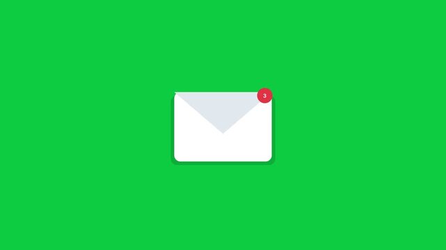 Green Screen Email Notification Animation with Unread Message Envelope Icon for Digital Communication Concepts