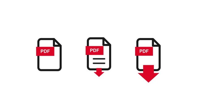 PDF File Downloading Icon Animated on White Background. 4K Video