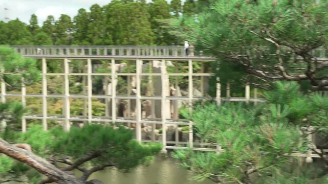 けいはんな記念公園・水景園の景観と観月橋の映像