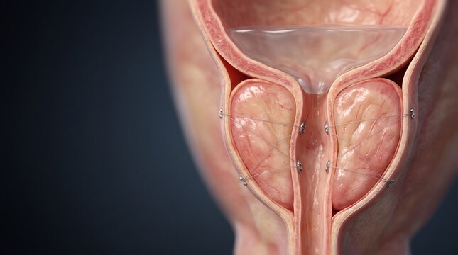 3D Medical Illustration of Prostatic Urethral Lift Implants for BPH Relief