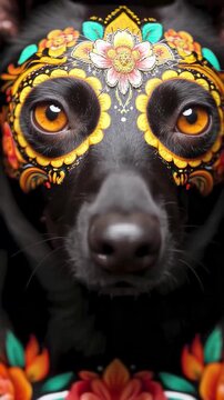 xoloitzcuintle, perro mexicano, perro negro, raza canina mexicana, perro ancestral, cultura mexicana, D&iacute;a de Muertos, calavera mexicana, maquillaje de catrina, arte huichol, arte inspirado en M&eacute;xico, 