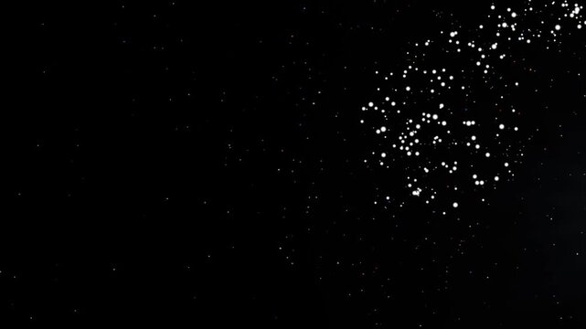 Abstract White Glitter Light Streak Particles With Glowing In Curve Motion On Black Screen. Glitter Line Sparkle Motion With Magic Dust Light Flare On Trail Head, Fairy Light Blink Particle Overlay.4k