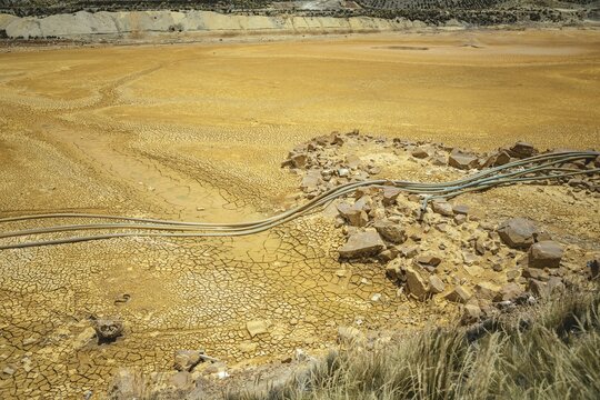 Slag, remains of open pit mines, Alto de Ticlio, Peru