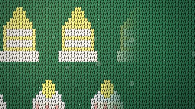 Green nordic knit bobble hats knit pattern detail view seamless loop