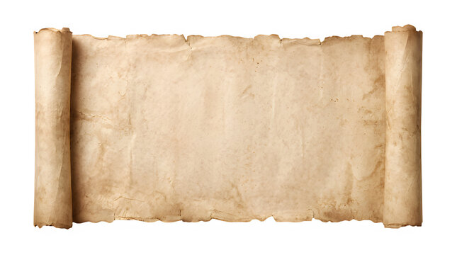 Antique aged vintage paper scroll document tied with simple rustic twine string for historical letter look.