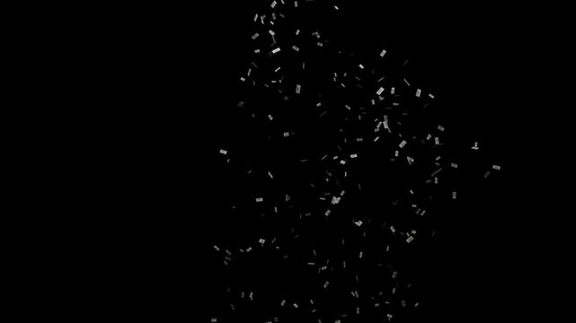4000 Cash Money Dollar 100 Denomination Bill Wide Shot Diagonal Down Left Flow Shower Animated Overlay with Transparency UHD 4K Seed 42