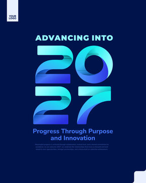 Happy New Year 2027 Blue Gradient Corporate Poster with Bold Typography on dark background