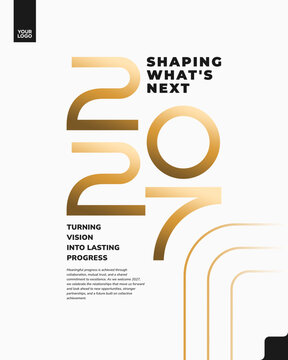 Happy New Year 2027 Elegant Gold Corporate Poster with Premium Typography