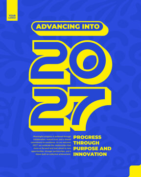 poster 2027b-10.epsHappy New Year 2027 dark blue and Yellow Creative Poster with Bold Typography