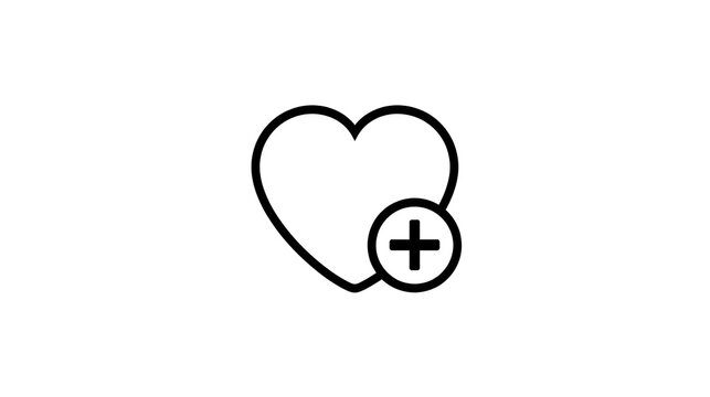 Heart icon with plus sign symbol design