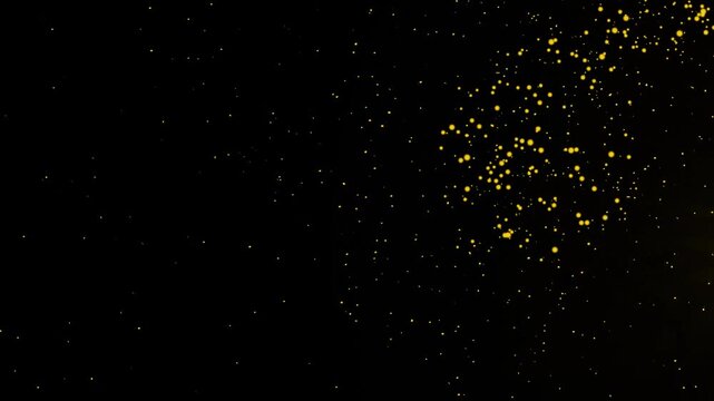 4K Glowing Glitter Light Streak Flare With Golden Sparkling Particles Dust Curve Trail Motion On Black Screen. Motion With Magic Dust Light Flare On Trail Head, Fairy Pixie Dust Path Particle Overlay.