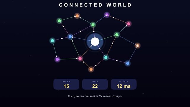 Abstract network growing with glowing nodes in dark space during digital connection concept