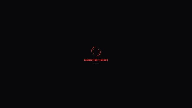 Connection Timeout Error Screen Animation, Red System Glitch Loading Icon, Digital Network Failure Interface