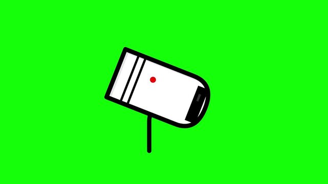 Security camera animation asset on green background
