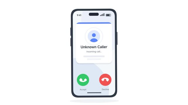 Smartphone UI animation declining an incoming unknown caller